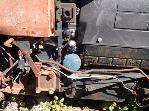 old and rusty engine from a tractor