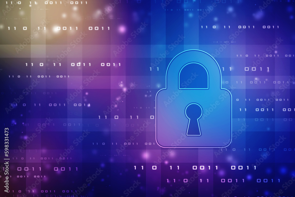 Digital Padlock on abstract technology background, Technology security concept. Modern safety digital background. Protection system, Cyber Security and safety information, personal data concept Digital Padlock on abstract technology background, Technology security concept. Modern safety digital background. Protection system, Cyber Security and safety information, personal data concept