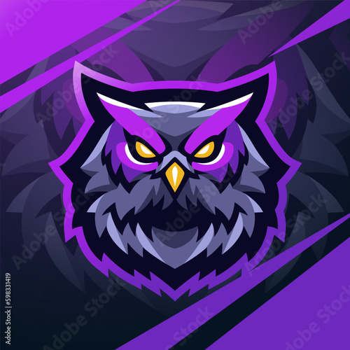Owl head esport mascot logo design