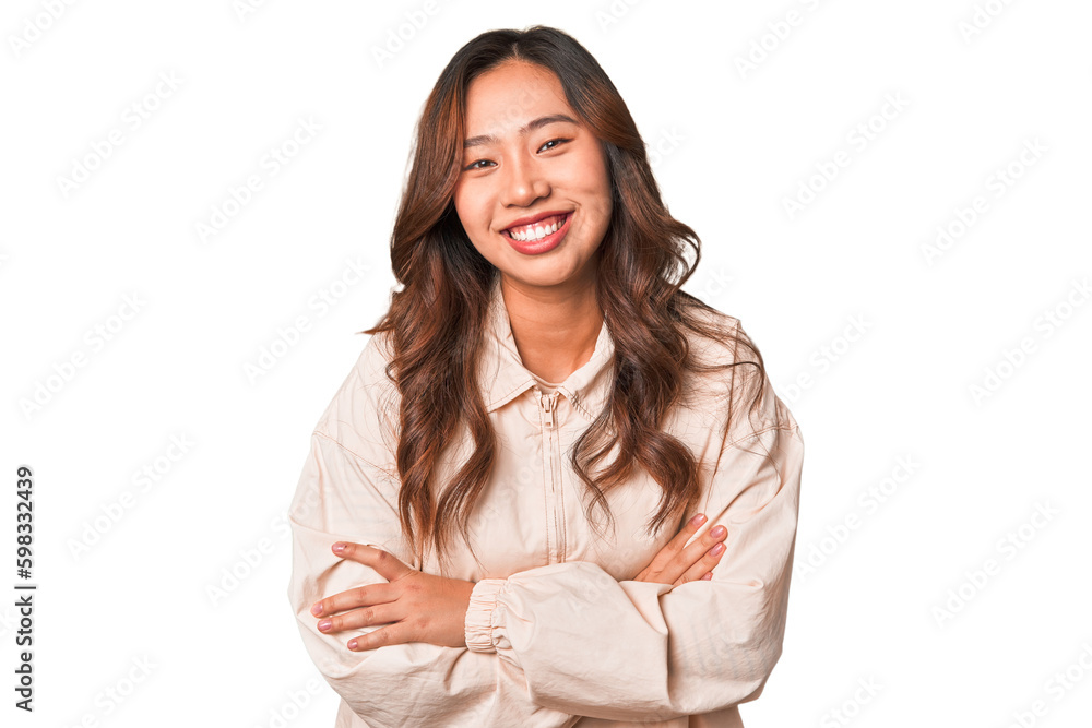 A young chinese woman laughing and having fun. A young chinese woman laughing and having fun.