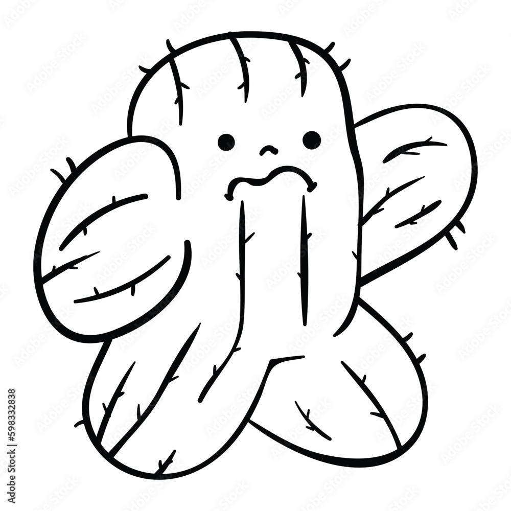 Hand drawing style of cactus character. Suitable for cute sticker for social media. Hand drawing style of cactus character. Suitable for cute sticker for social media.
