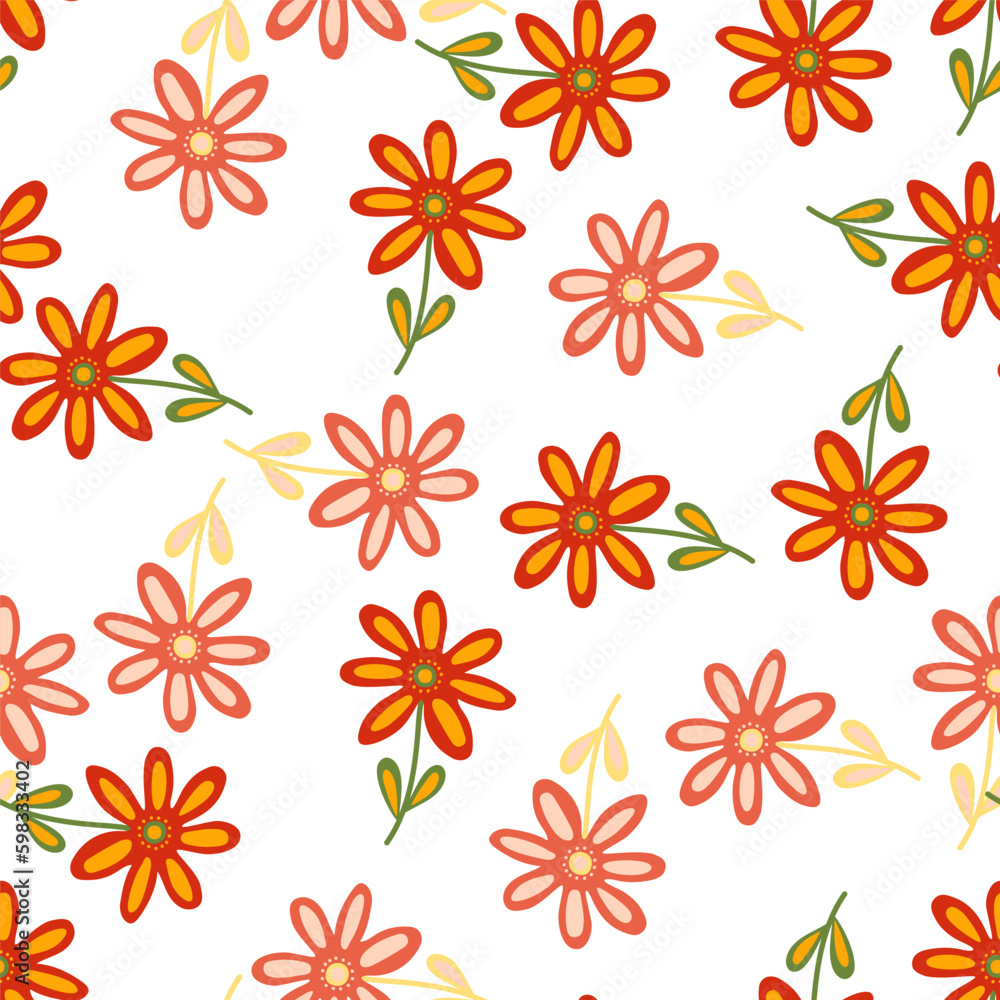 Hand drawn floral wallpaper. Cute flower seamless pattern. Naive art style. Hand drawn floral wallpaper. Cute flower seamless pattern. Naive art style.