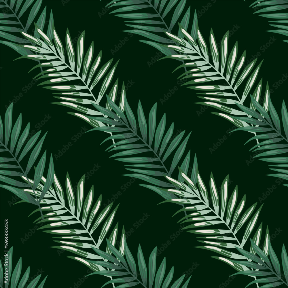 Abstract exotic plant seamless pattern. Tropical palm leaves pattern. Fern leaf wallpaper. Botanical texture. Floral background.