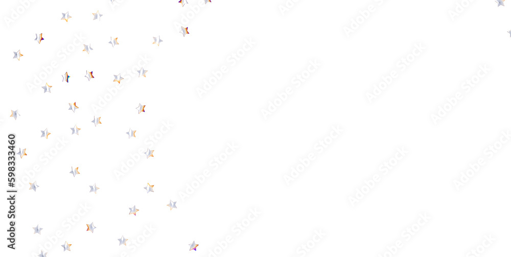 Abstract pattern of random falling silver stars on white background. - png transparent