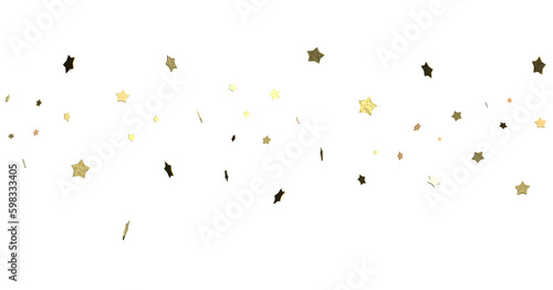 XMAS Stars - Banner with golden decoration. Festive border with falling glitter dust and stars.   PNG transparent 