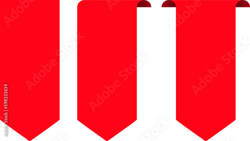 red ribbon set bookmark flat design tag. isolated image background.
