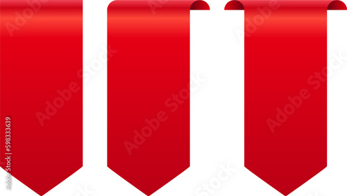 red ribbon set bookmark 3d gradient tag. isolated image background.
