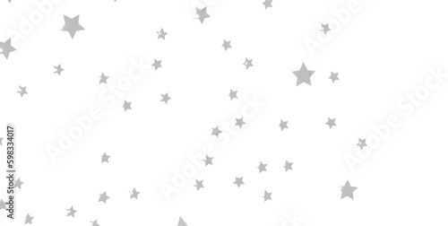 Silver stars confetti rain festive holiday background. Vector silver paper foil stars - png transparent