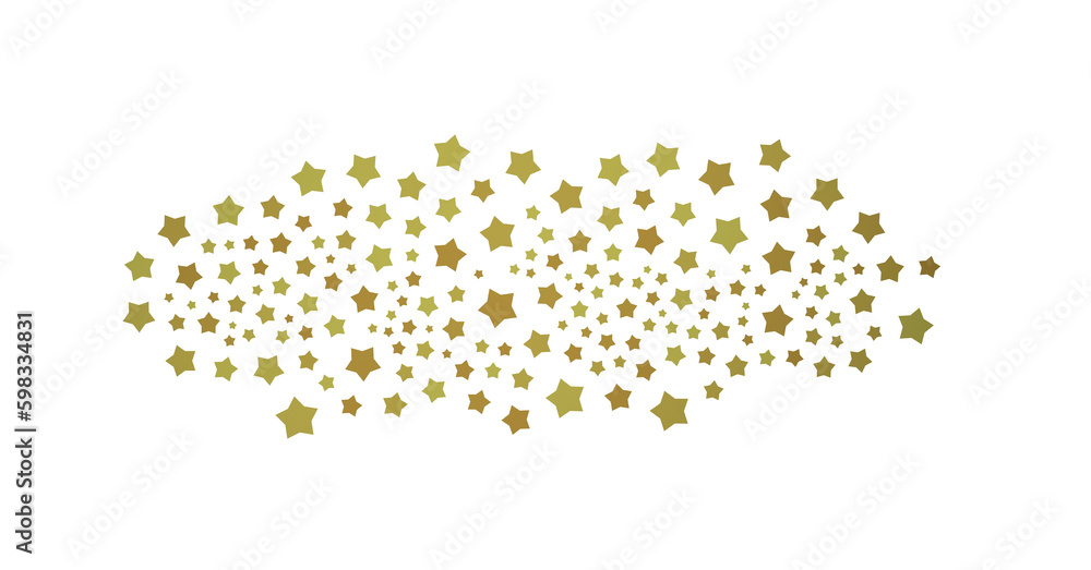 Banner with golden decoration. Festive border with falling glitter dust and stars.  (PNG transparent)