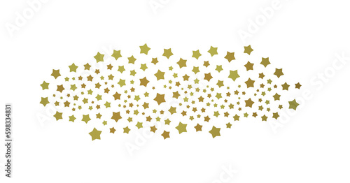 Banner with golden decoration. Festive border with falling glitter dust and stars. (PNG transparent)
