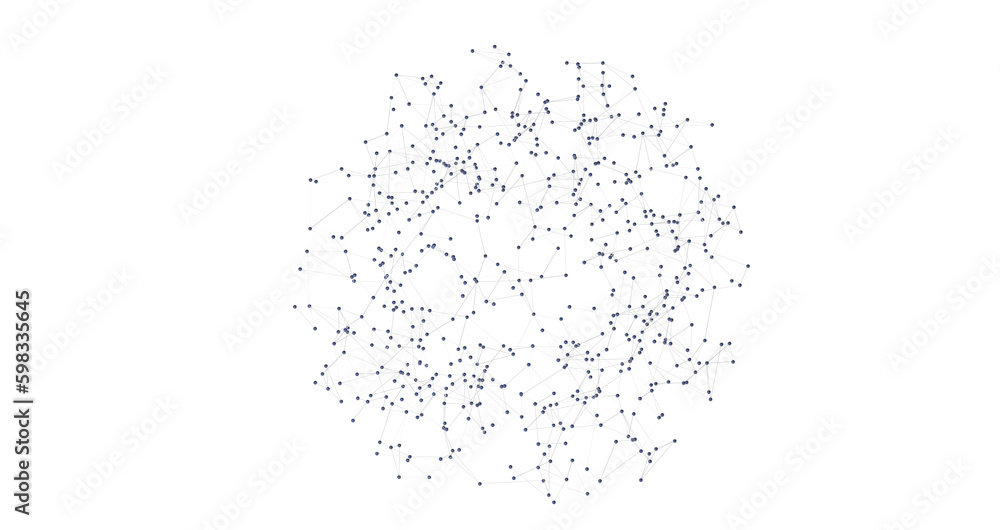 Multi color connected lines and dots network 3d illustration PNG transparent