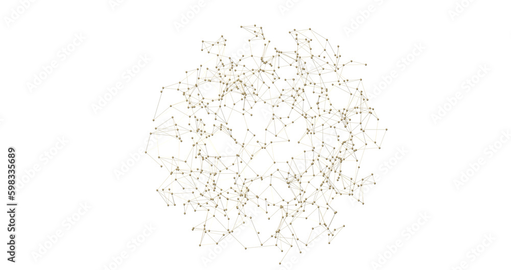 Abstract 3d rendering of network concept. Modern background. Futuristic shape with spheres and lines. Design for poster, cover, PNG transparent