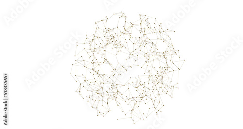 Abstract 3d rendering of network concept. Modern background. Futuristic shape with spheres and lines. Design for poster, cover, PNG transparent