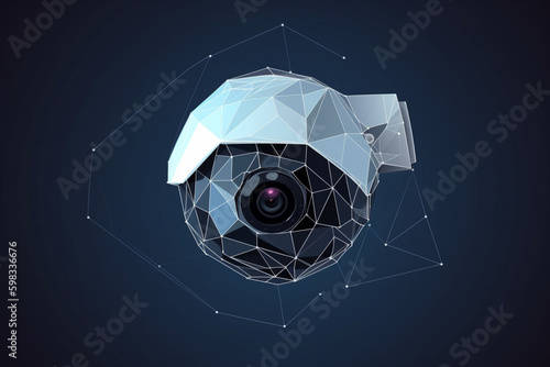  Vector polygonal illustration of cctv camera security  Generative AI