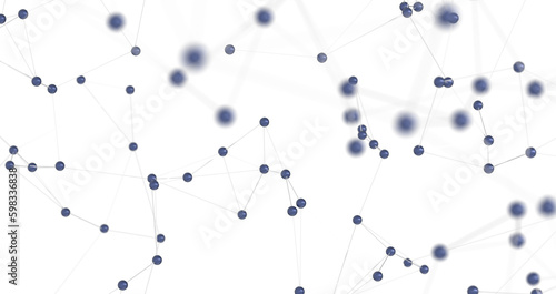 Big data visualization. Network connection structure with chaotic distribution of points and lines. 3D rendering. PNG transparent