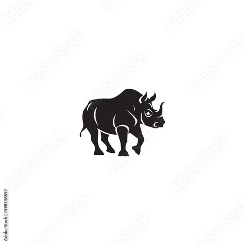 Vector illustration of a silhouette of a rhino 