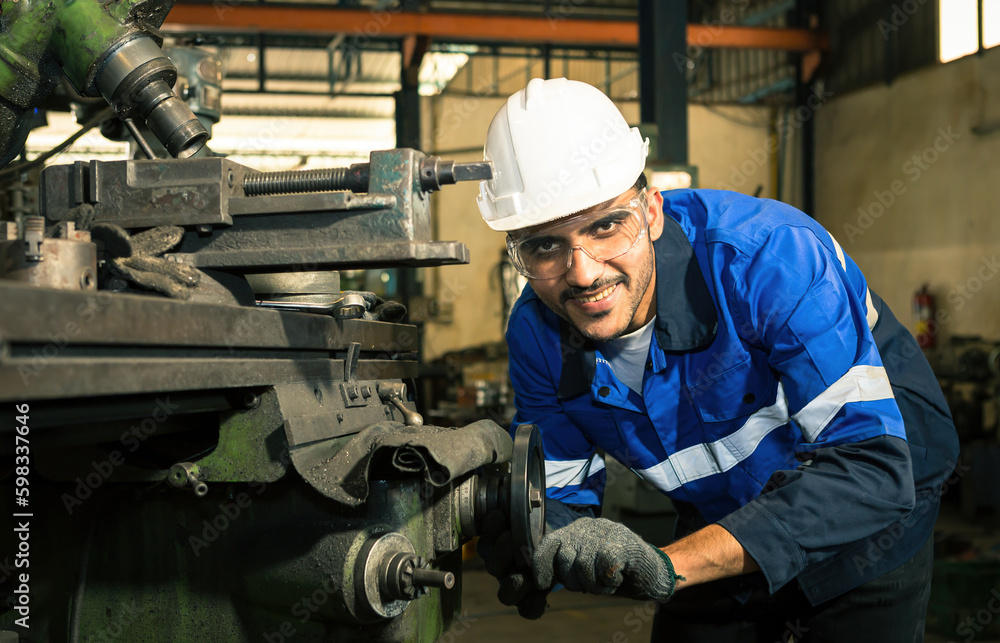 portraits of workers, technicians, professional engineers production line control helmet Working and inspecting workpieces portraits of workers, technicians, professional engineers production line control helmet Working and inspecting workpieces