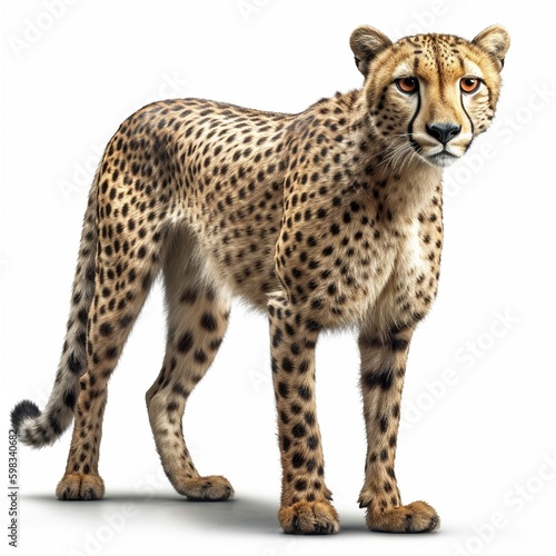 Cheetah isolated on white background (Generative AI)