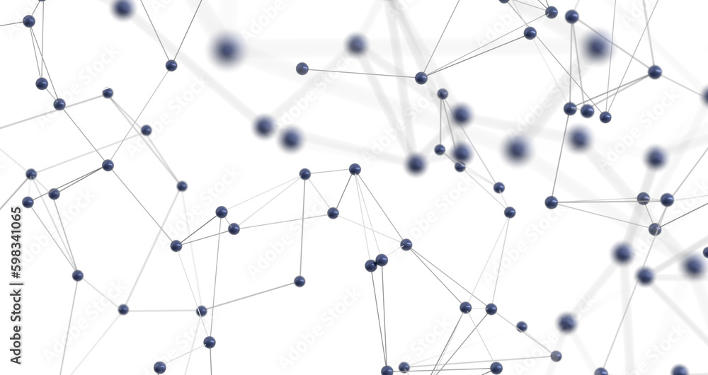 Big data visualization. Network connection structure with chaotic distribution of points and lines. 3D rendering. Big data visualization. Network connection structure with chaotic distribution of points and lines. 3D rendering.