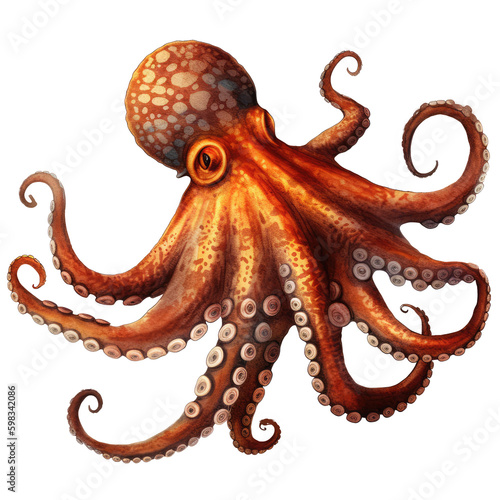 orange octopus isolated on white