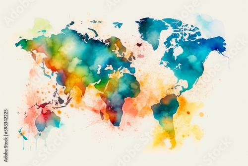 Artistic Atlas Of The World Is A Colorful And Abstract Map Illustration Created Using Artificial Intelligence Continents And Countries Are Presented In A Unique Art Style, Including Ink Splatter