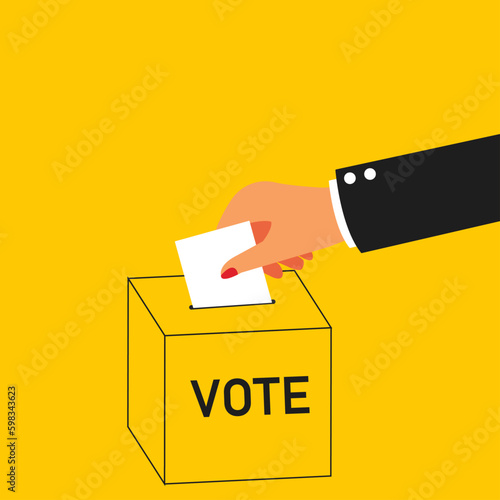 3D ballot box.
voting hand.