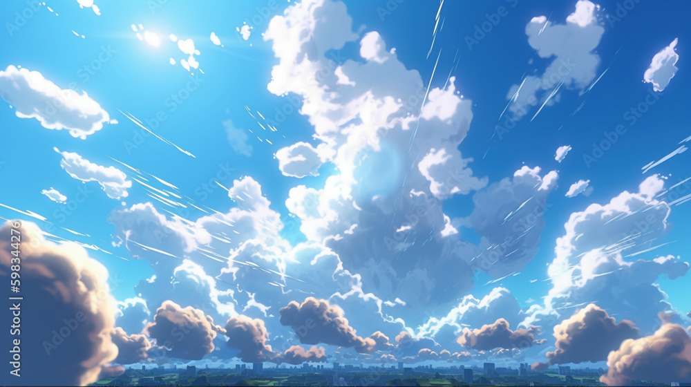 Obraz premium 夏の青空と星のファンタジー雲背景