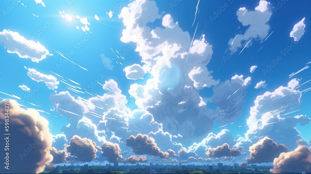 夏の青空と星のファンタジー雲背景