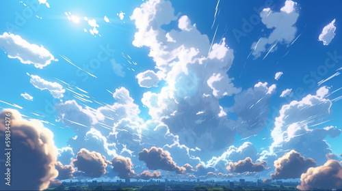 Fototapeta 夏の青空と星のファンタジー雲背景