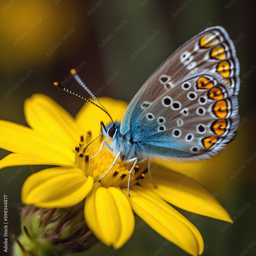 Obraz premium Butterfly on a flower, Created with Generative AI technology