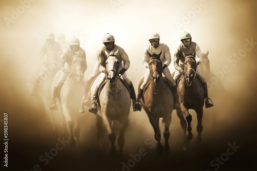 illustration of horses and riders