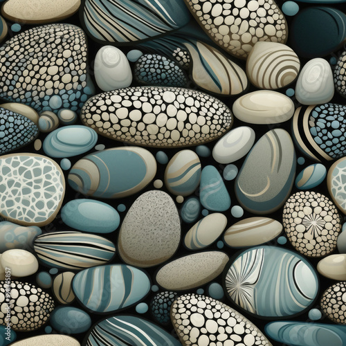 Nahtlos wiederholendes Muster - Kieselsteine - Bunte Steine - Nahaufnahme