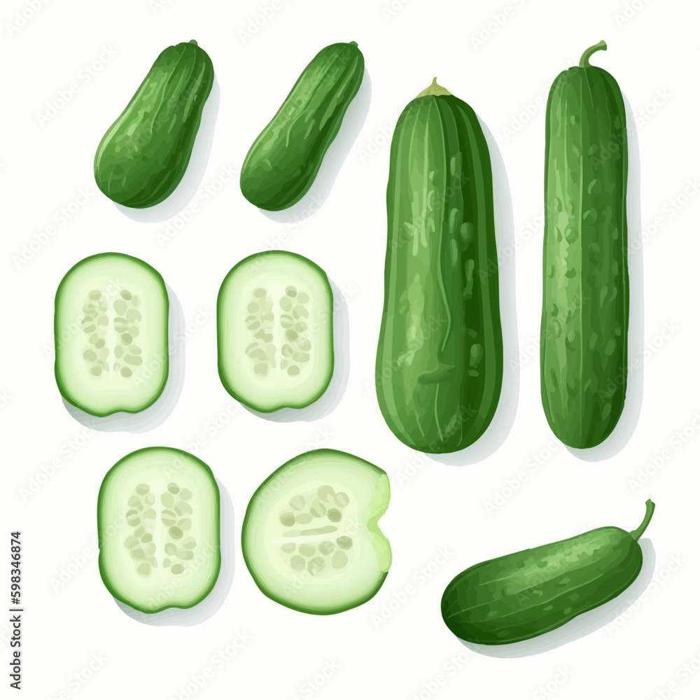 A pack of cute cucumber icons to use in your website or app designs. A pack of cute cucumber icons to use in your website or app designs.
