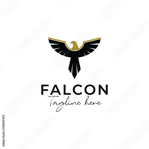 Eagle logo vector design, falcon logotype template, vector illustration