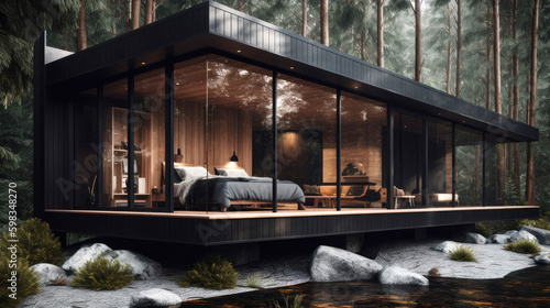 Ultramodern forest cabin wi...