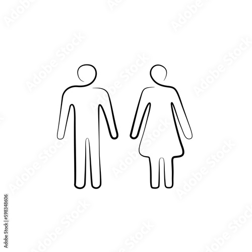 People icon man woman flat, dating site, symbol family male and female, girl and boy illustration, relationship, lavatory, wc, toilet logo, restrooms sign. Isolated vector on white background.
