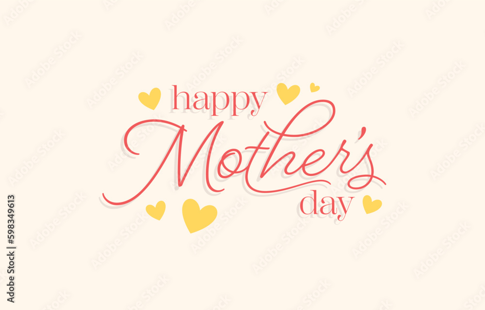 Happy Mother's Day Post for Social Media in Yellow with Roses, Facebook, Instagram, Website Header, Mother's Day Card, Mother's Day Sign	
