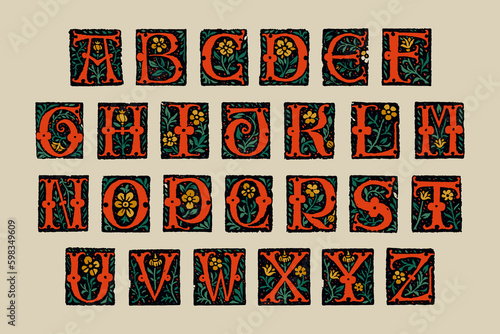 Wallpaper Mural Medieval alphabet