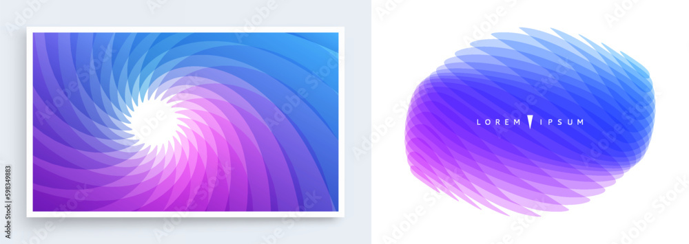 Abstract background with dynamic effect. Rotation and swirling movement. Modern screen design. Vector illustration made of various overlapping elements. Applicable for brochure, flyer or presentation.