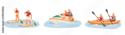Fit energetic pensioners enjoying recreational outdoor activities