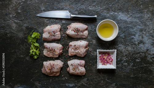Lay flat photo of selective chicken meat cuts displayed to make it look appetizing and ready to cook.
