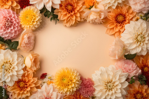 Decorated Flower Wreath with Space for Personalized Message, Top-Down View