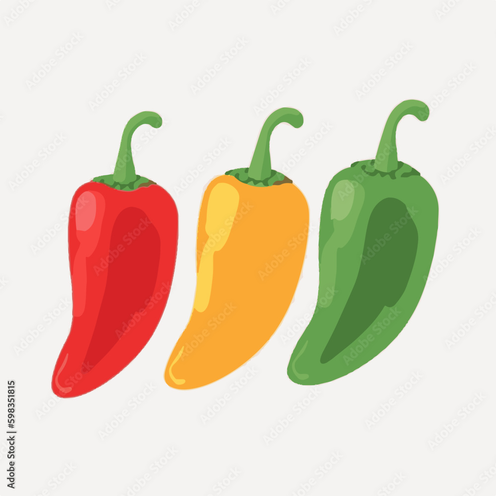 A collection of playful pepper vector illustrations in a standard graphic style. A collection of playful pepper vector illustrations in a standard graphic style.