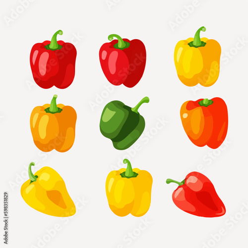 A set of colorful pepper stickers in vector format, perfect for seasoning your creations.