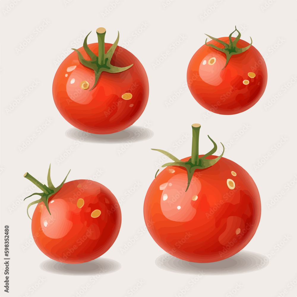 Set of vector illustrations capturing the deliciousness of tomatoes in various forms. Set of vector illustrations capturing the deliciousness of tomatoes in various forms.