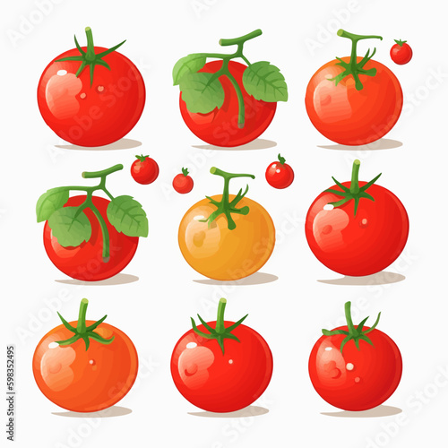 Collection of vector illustrations perfect for creating patterns and backgrounds with a tomato theme.