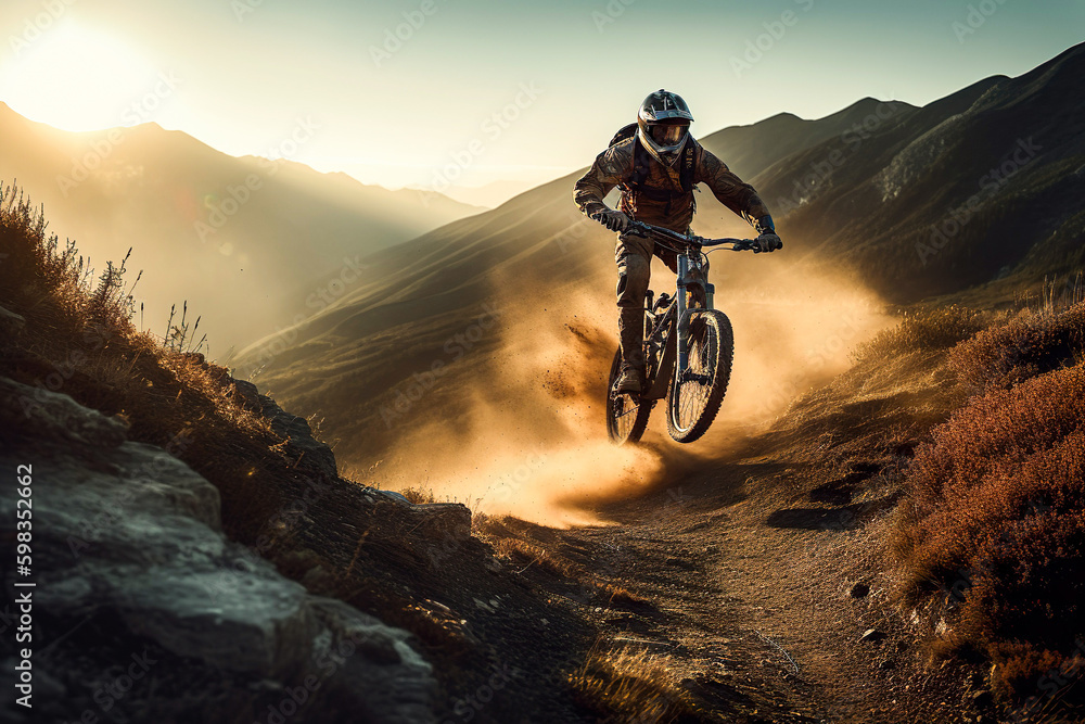 Mountainbiker im Gebirge (Generative KI ) Mountainbiker im Gebirge (Generative KI )