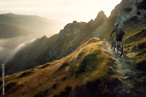 Mountainbiker im Gebirge (Generative KI )
