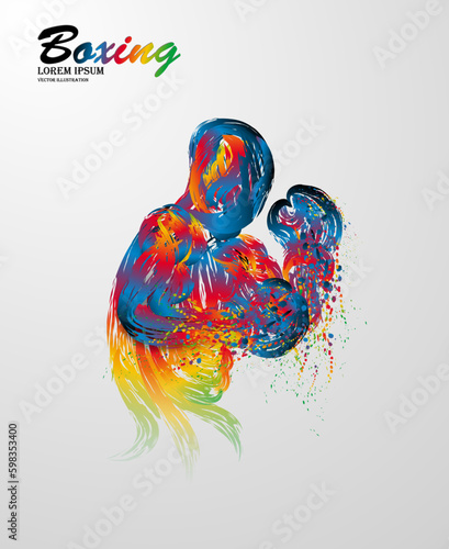 Visual drawing of boxing battle fight vs match colorful beautiful design style on white background for vector illustration, exercise, healthy lifestyle sport concept