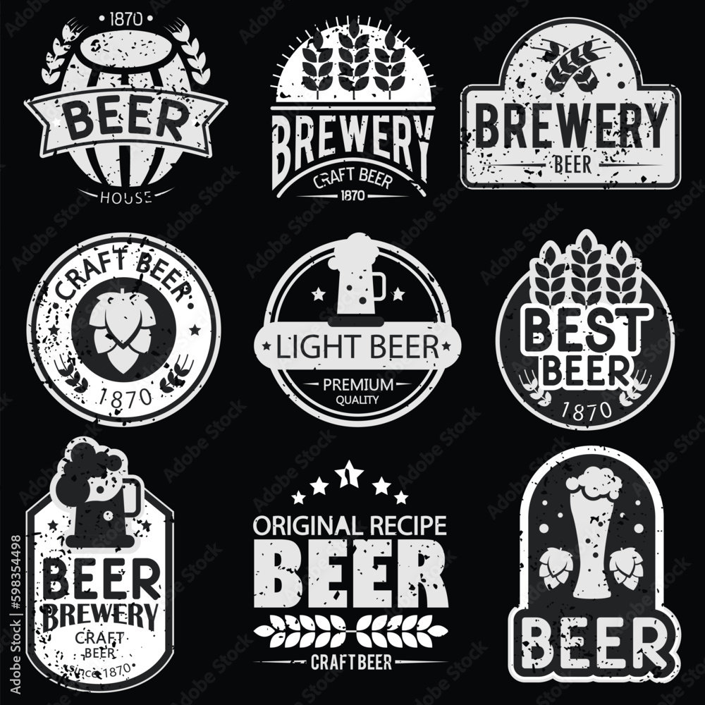 free beer illustration design set vector 
